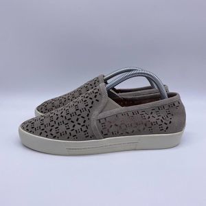 JOIE HUXLEY LASER CUT SUEDE SLIP ON SNEAKERS